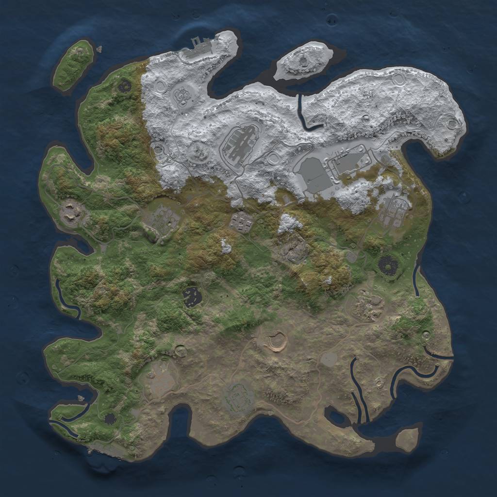 Rust Map: Procedural Map, Size: 3750, Seed: 1073556574, 20 Monuments