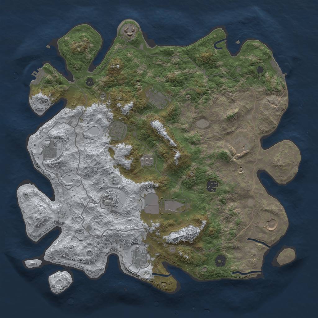 Rust Map: Procedural Map, Size: 4000, Seed: 353229286, 20 Monuments