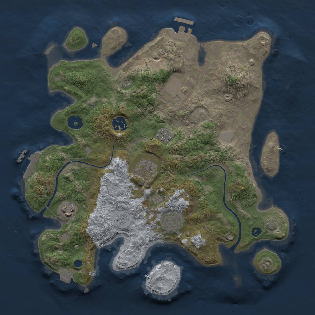 Rust Map: Procedural Map, Size: 3250, Seed: 1808228844, 12 Monuments