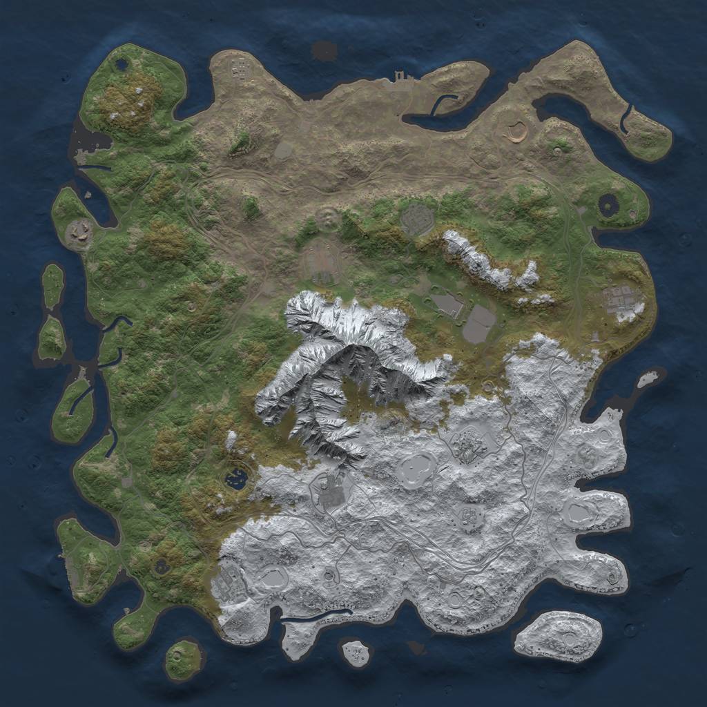 Rust Map: Procedural Map, Size: 5000, Seed: 1284605679, 20 Monuments