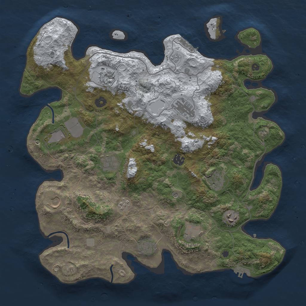 Rust Map: Procedural Map, Size: 4050, Seed: 1268920573, 20 Monuments