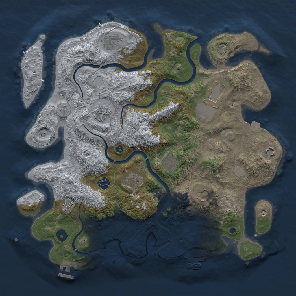 Rust Map: Procedural Map, Size: 3850, Seed: 1294538355, 15 Monuments