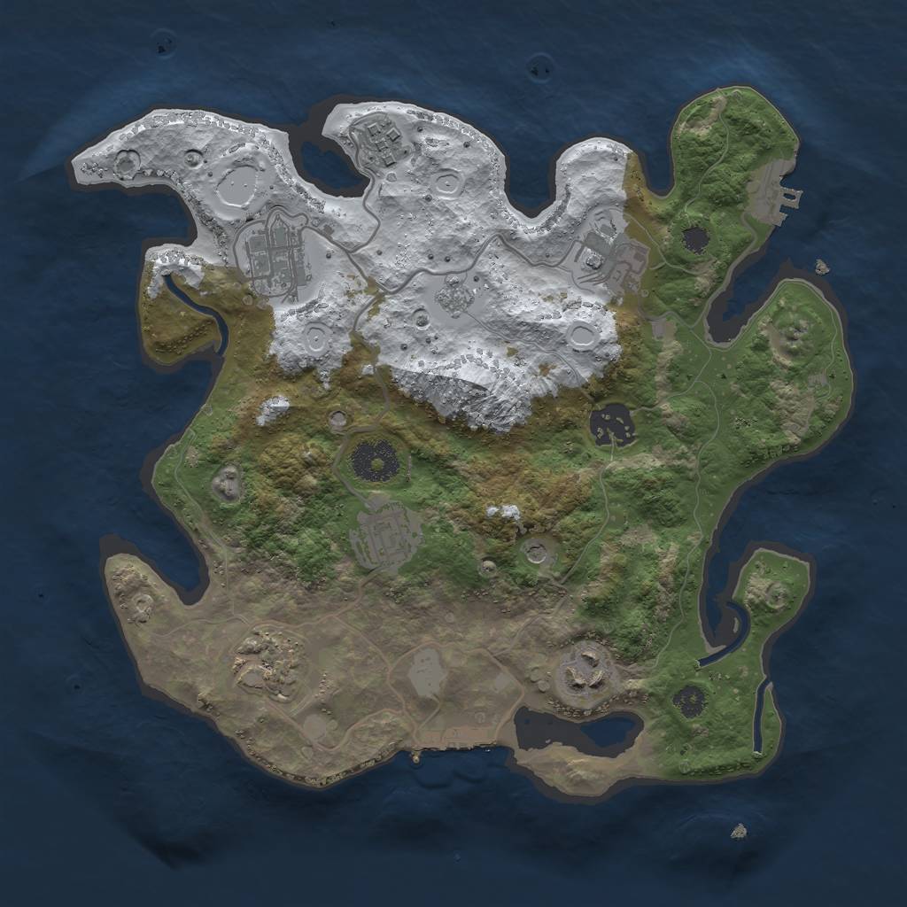 Rust Map: Procedural Map, Size: 3000, Seed: 136667, 16 Monuments