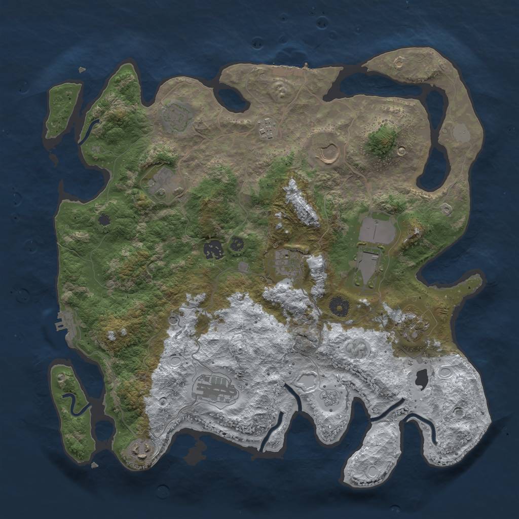 Rust Map: Procedural Map, Size: 3850, Seed: 2063800716, 19 Monuments