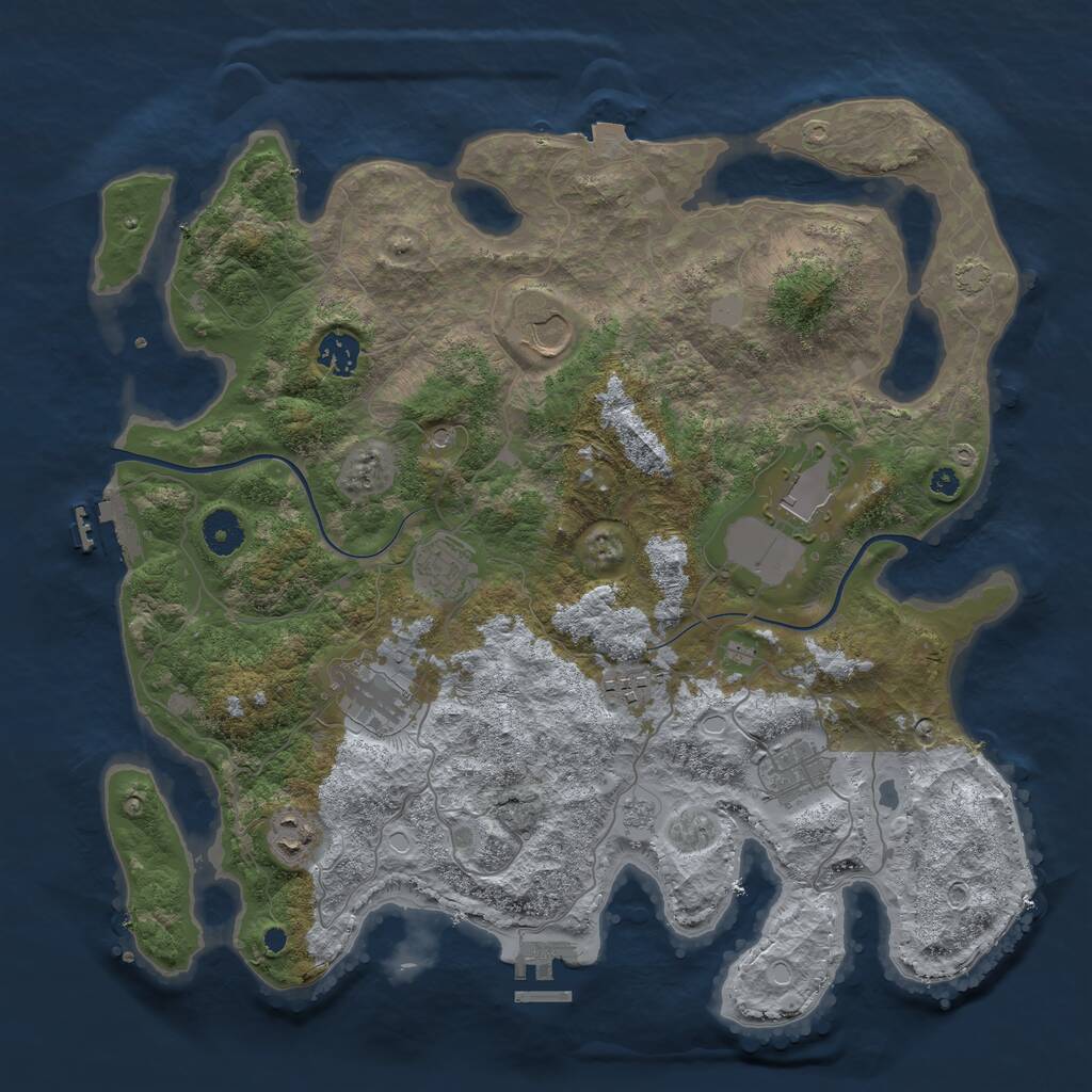 Rust Map: Procedural Map, Size: 3850, Seed: 2063800716, 14 Monuments