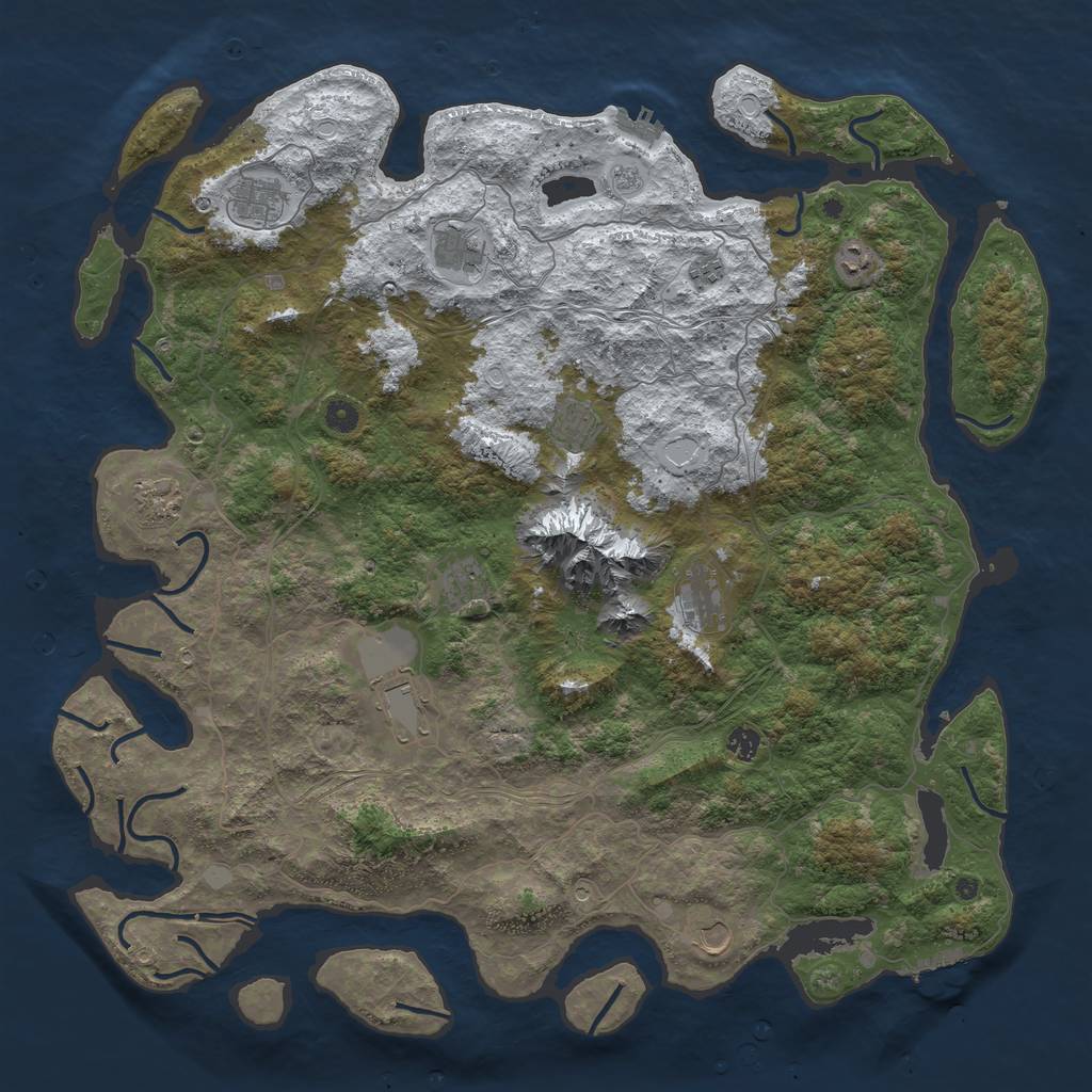 Rust Map: Procedural Map, Size: 5000, Seed: 1584, 20 Monuments