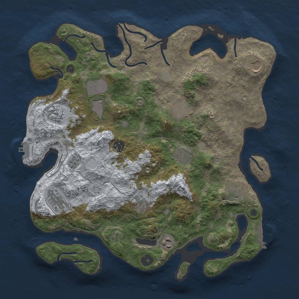 Rust Map: Procedural Map, Size: 3850, Seed: 1925414857, 20 Monuments