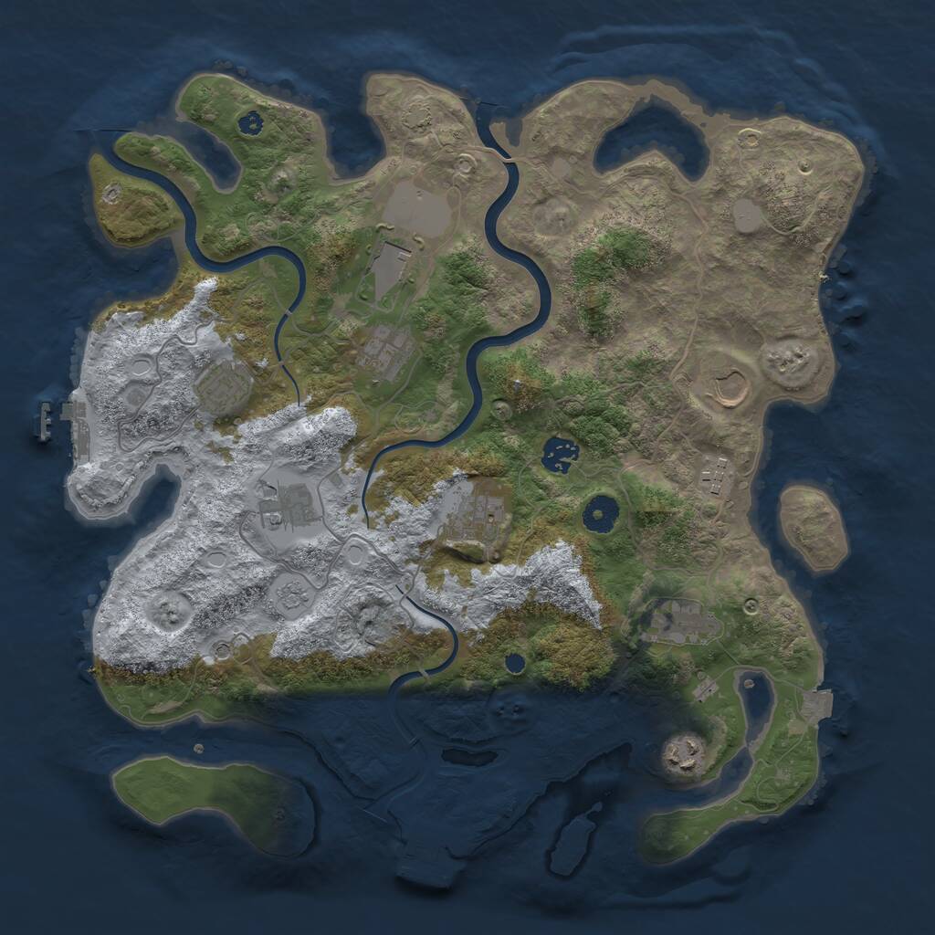 Rust Map: Procedural Map, Size: 3850, Seed: 1925414857, 16 Monuments