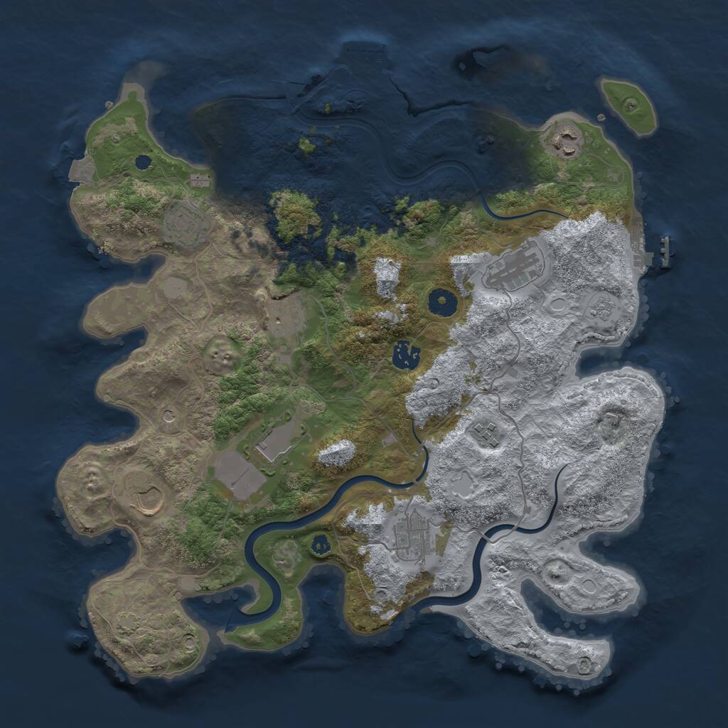 Rust Map: Procedural Map, Size: 3800, Seed: 1912432836, 15 Monuments