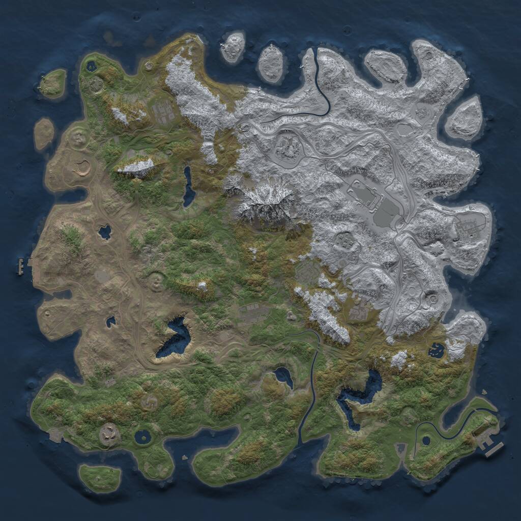 Rust Map: Procedural Map, Size: 5000, Seed: 1349154275, 17 Monuments