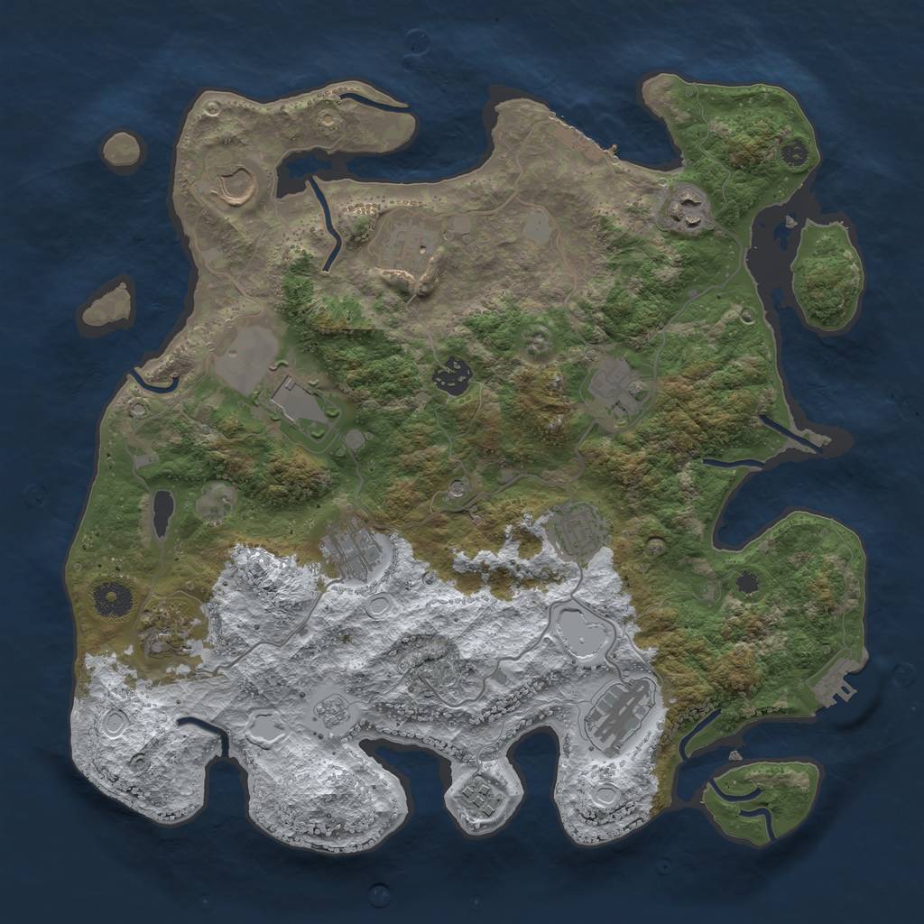 Rust Map: Procedural Map, Size: 3700, Seed: 50920835, 20 Monuments