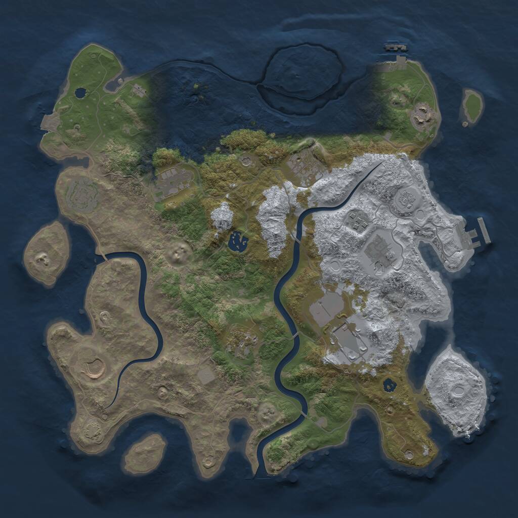 Rust Map: Procedural Map, Size: 3850, Seed: 1146922065, 16 Monuments
