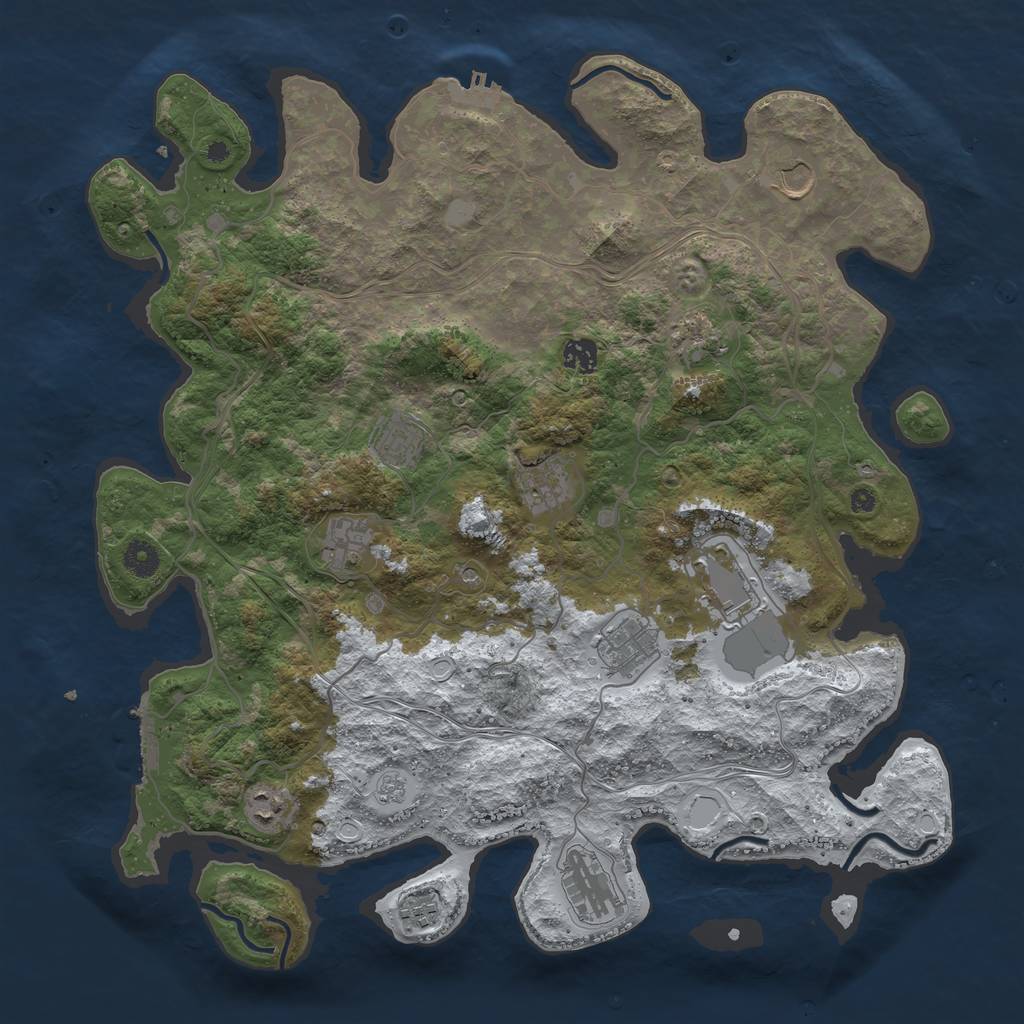Rust Map: Procedural Map, Size: 4250, Seed: 1235072, 20 Monuments