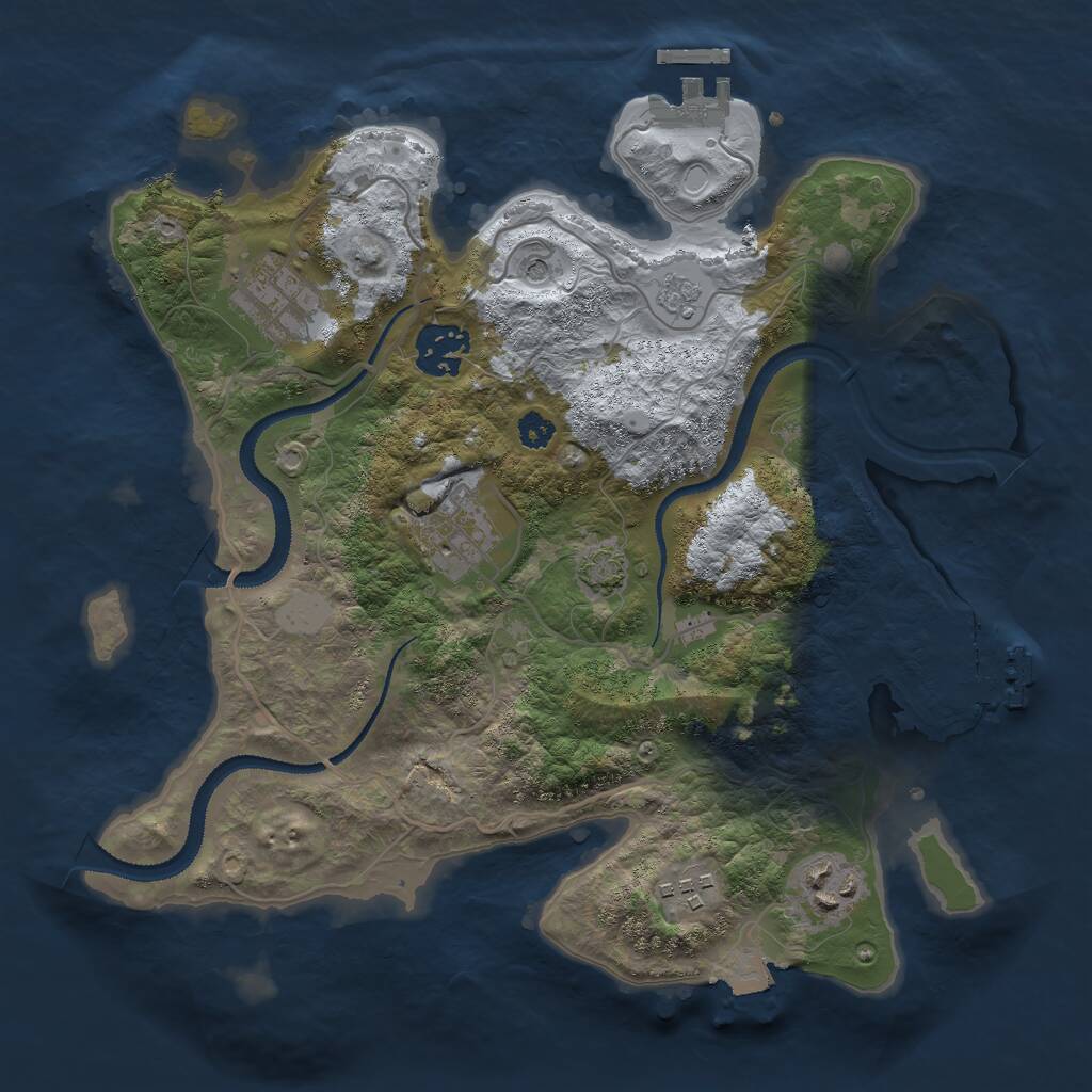 Rust Map: Procedural Map, Size: 3000, Seed: 2069446908, 11 Monuments