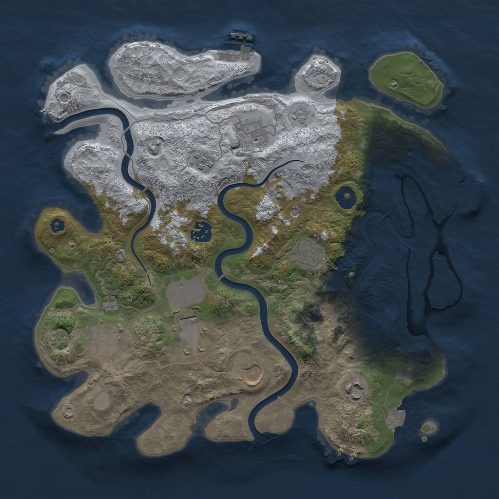 Rust Map: Procedural Map, Size: 3500, Seed: 430637911, 14 Monuments
