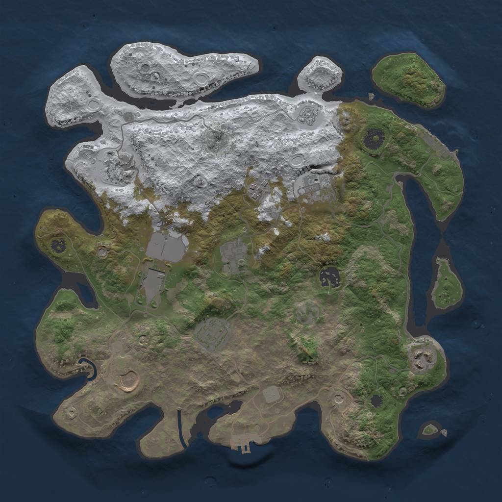 Rust Map: Procedural Map, Size: 3500, Seed: 430637911, 18 Monuments