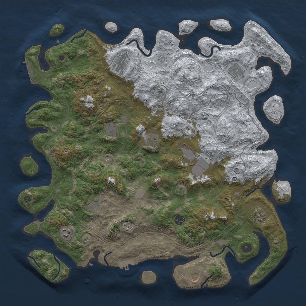Rust Map: Procedural Map, Size: 4500, Seed: 1146397726, 20 Monuments