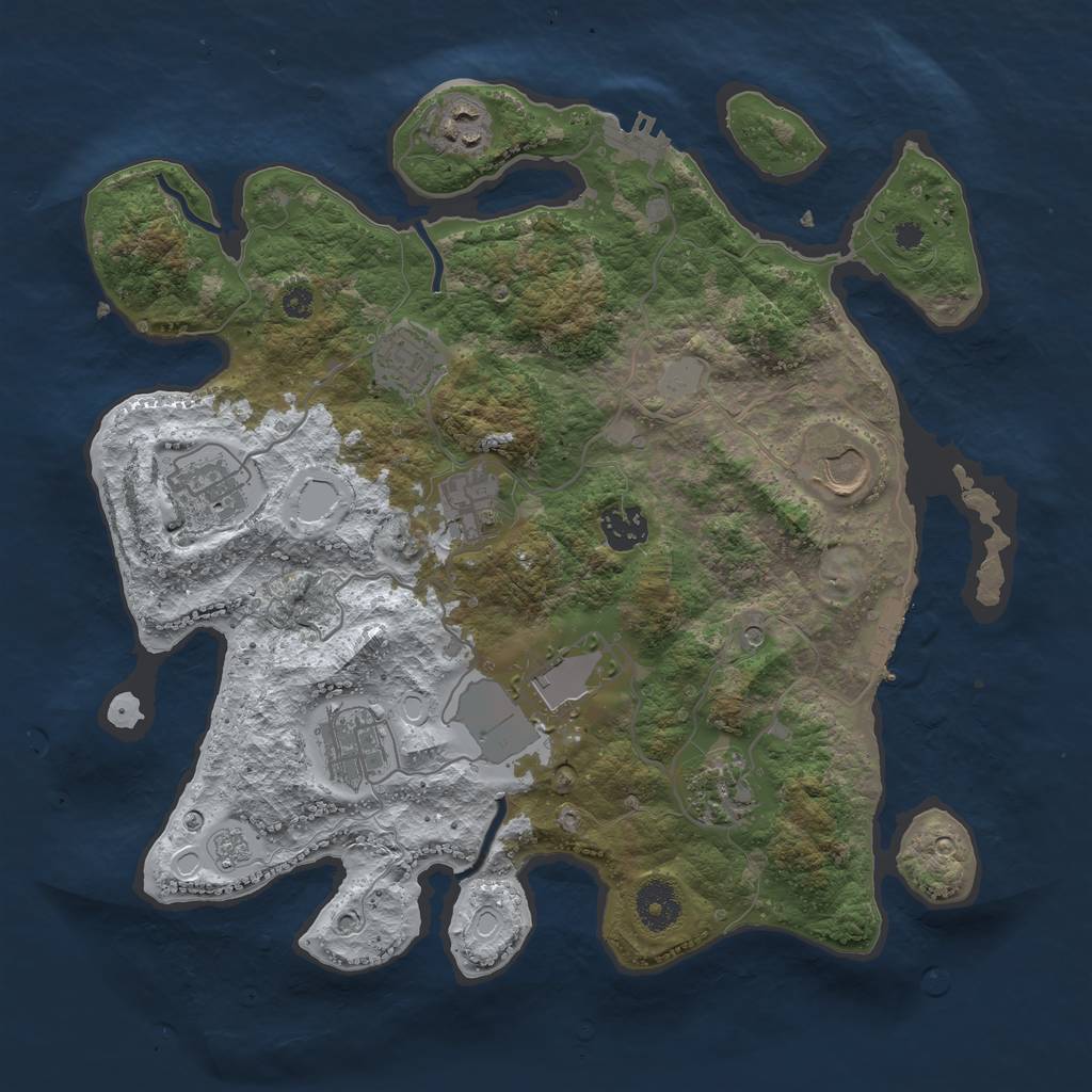 Rust Map: Procedural Map, Size: 3500, Seed: 885236491, 18 Monuments