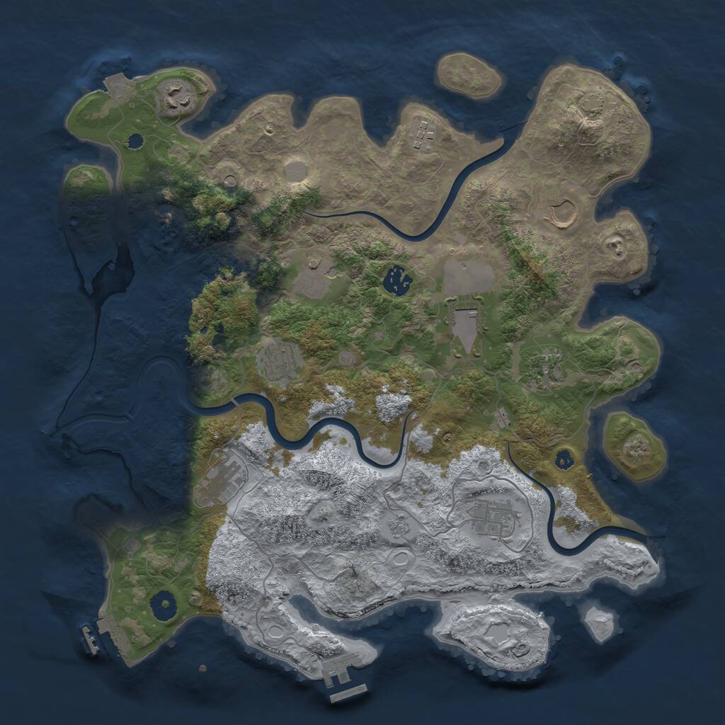 Rust Map: Procedural Map, Size: 3850, Seed: 185660688, 16 Monuments