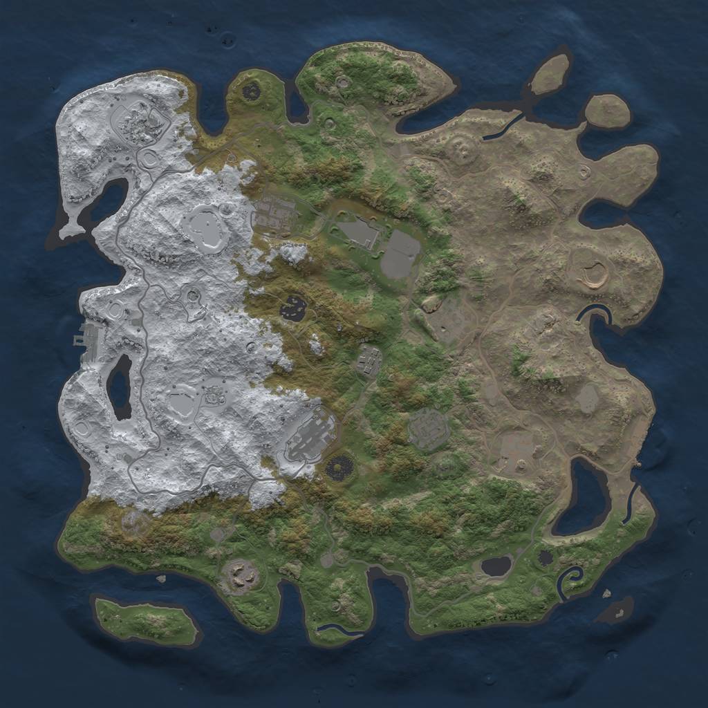 Rust Map: Procedural Map, Size: 4050, Seed: 1390528716, 20 Monuments