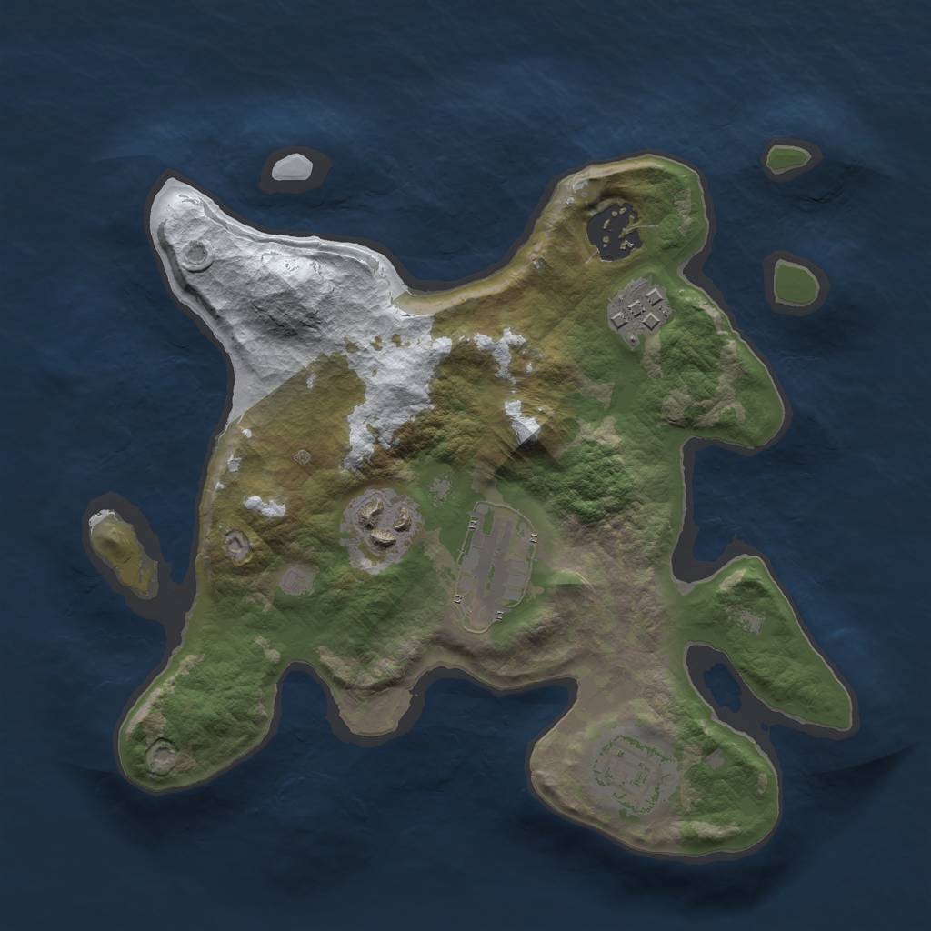 Rust Map: Barren, Size: 2500, Seed: 361764133, 7 Monuments