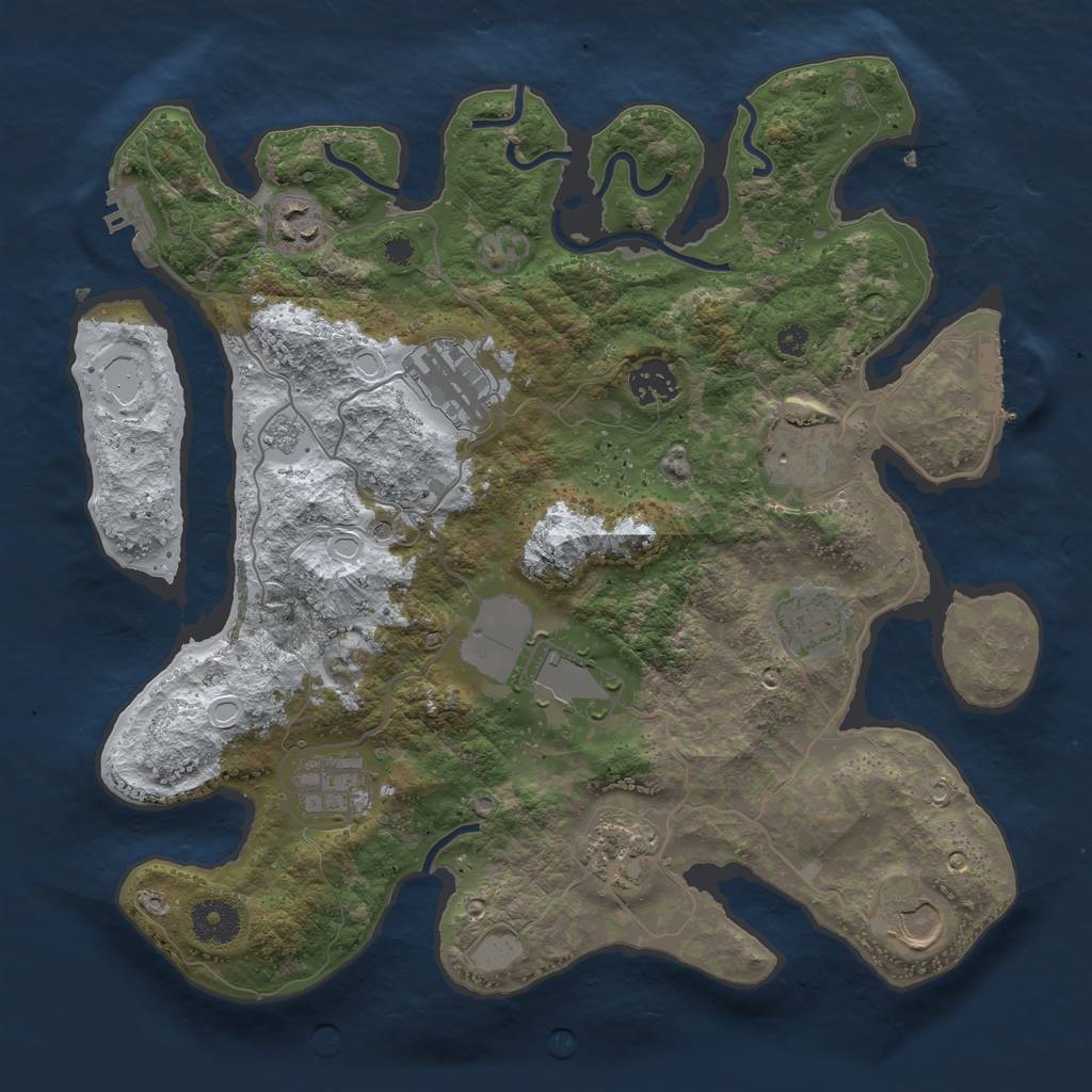 Rust Map: Procedural Map, Size: 3500, Seed: 943360914, 18 Monuments