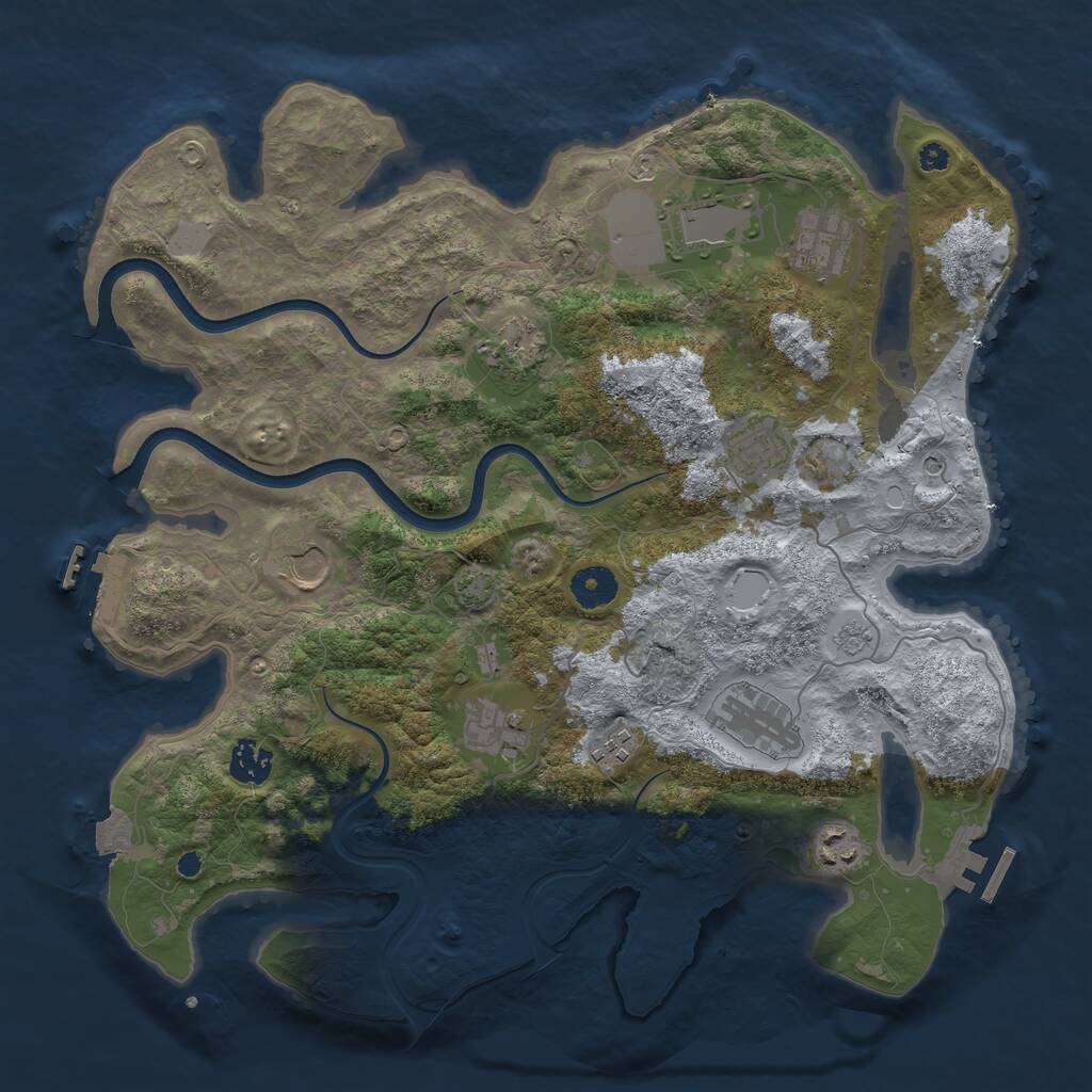 Rust Map: Procedural Map, Size: 3750, Seed: 497287729, 16 Monuments