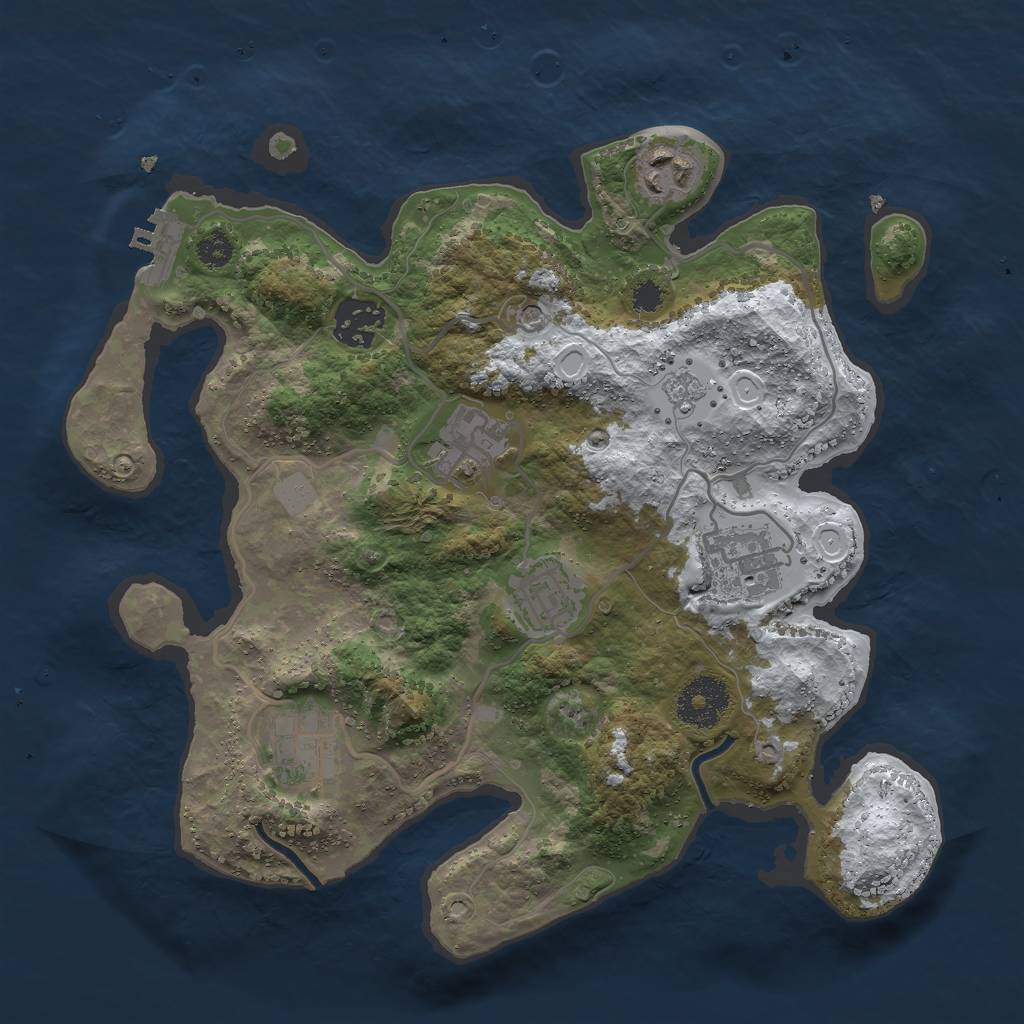 Rust Map: Procedural Map, Size: 3000, Seed: 724925597, 14 Monuments