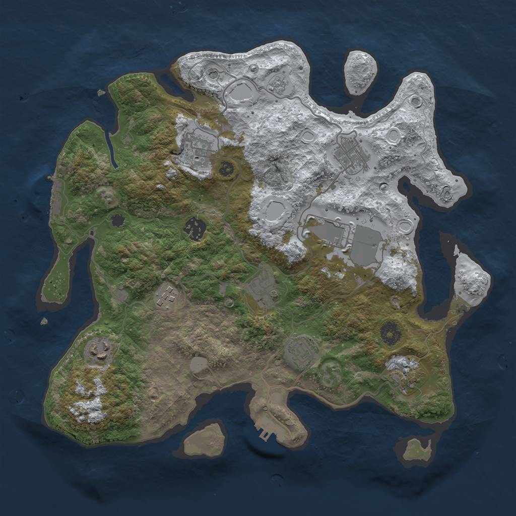 Rust Map: Procedural Map, Size: 3500, Seed: 509868198, 18 Monuments
