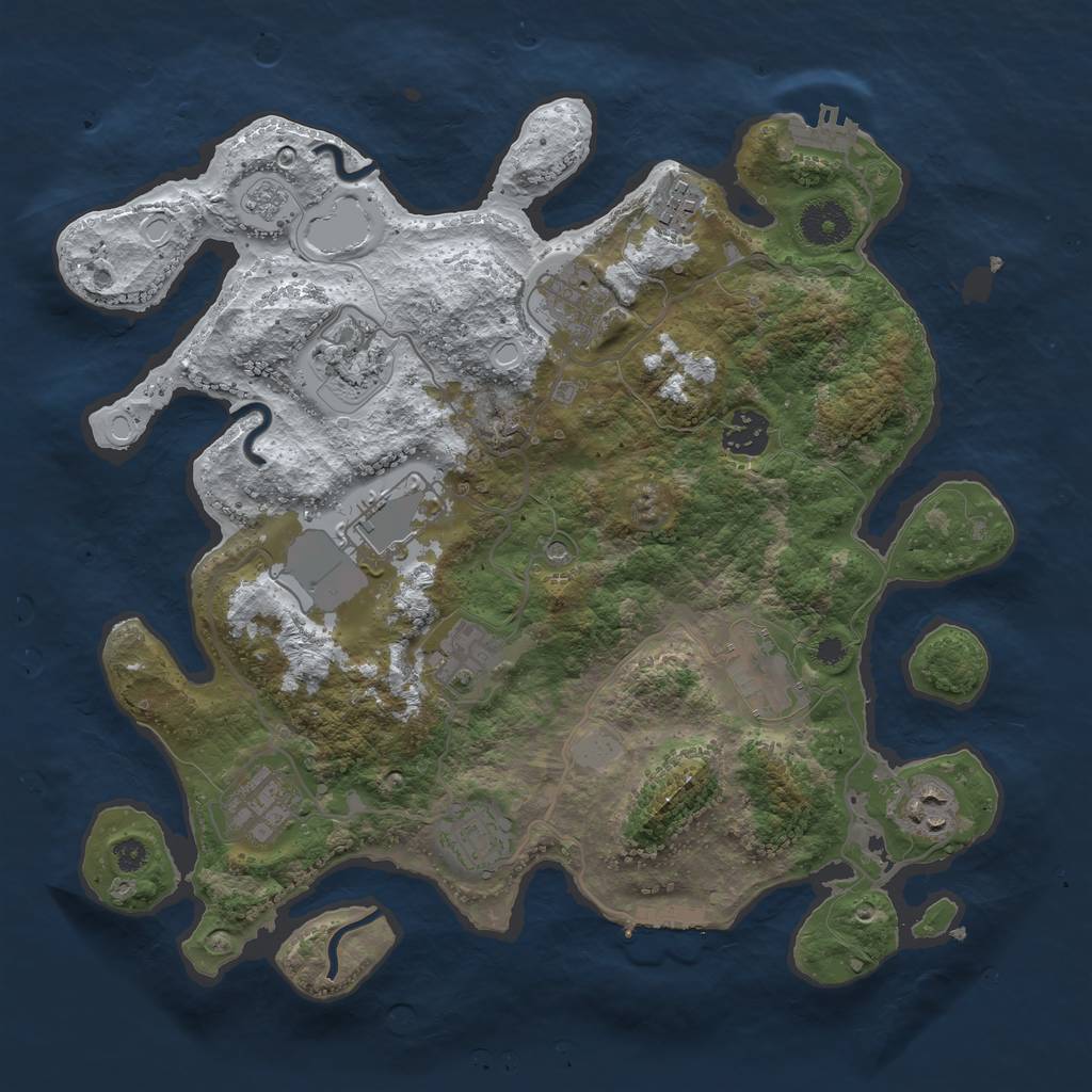 Rust Map: Procedural Map, Size: 3500, Seed: 1338710184, 19 Monuments