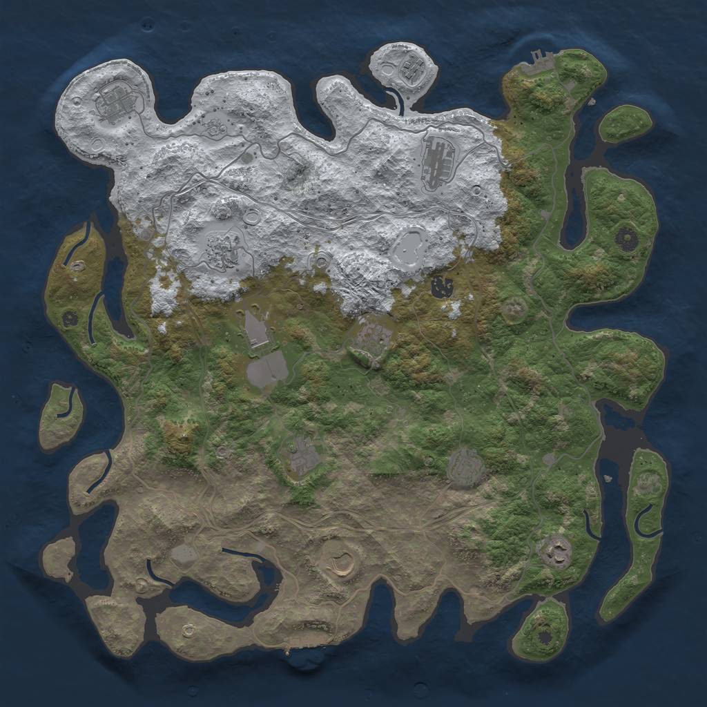 Rust Map: Procedural Map, Size: 4500, Seed: 1259903352, 20 Monuments