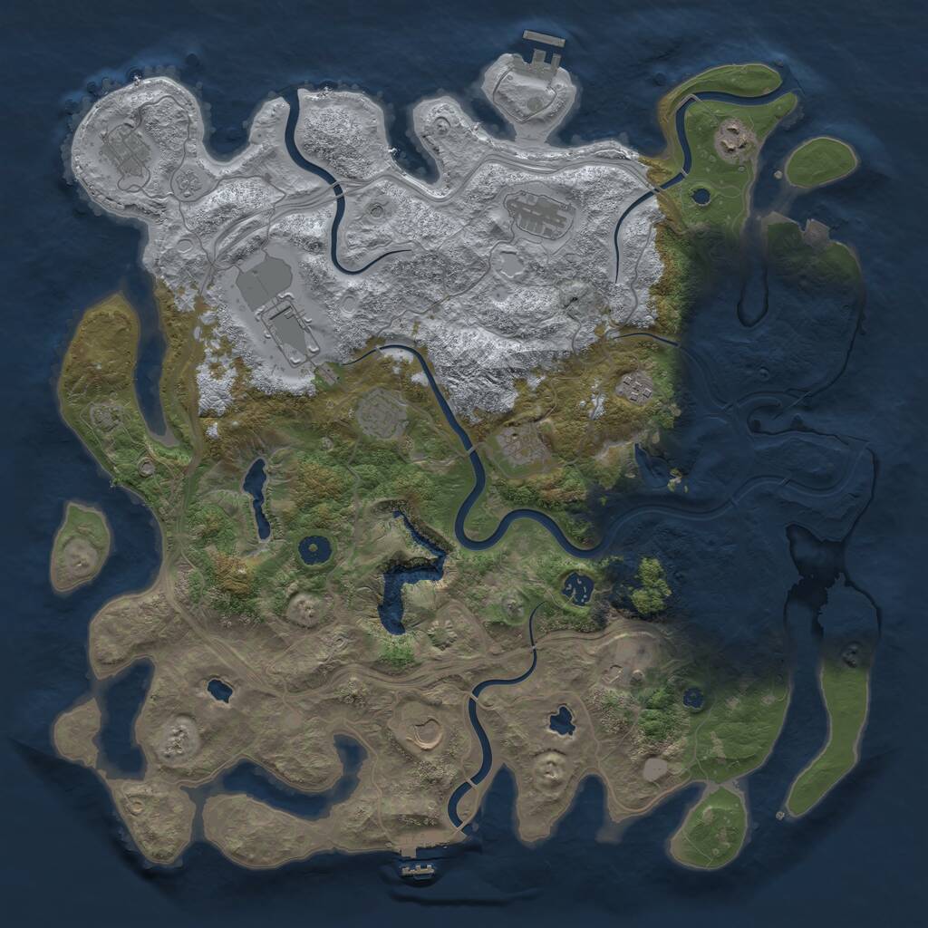 Rust Map: Procedural Map, Size: 4500, Seed: 1259903352, 16 Monuments