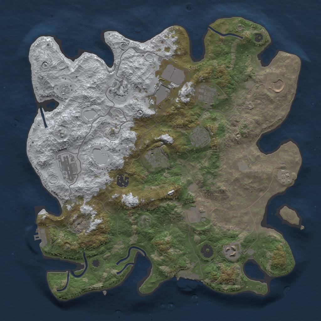 Rust Map: Procedural Map, Size: 3750, Seed: 86677, 20 Monuments