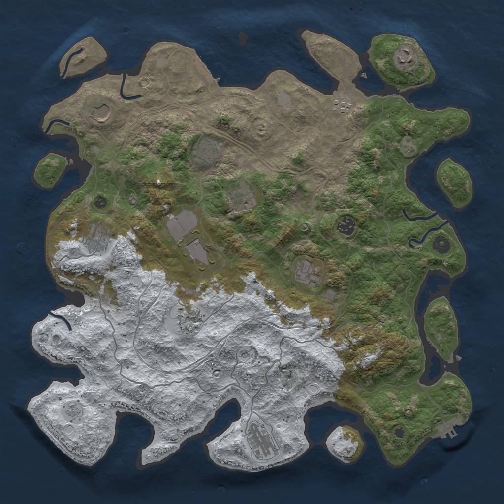 Rust Map: Procedural Map, Size: 4250, Seed: 647833364, 20 Monuments