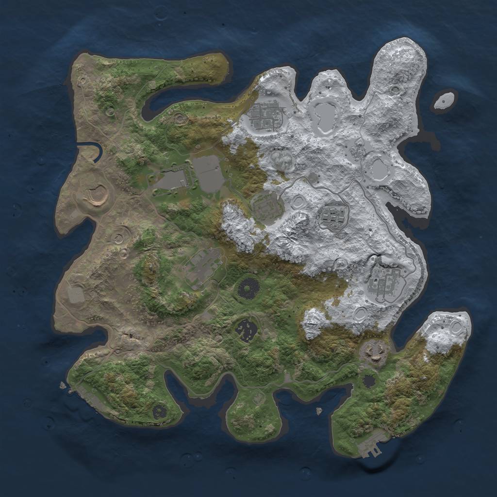 Rust Map: Procedural Map, Size: 3500, Seed: 548243526, 18 Monuments