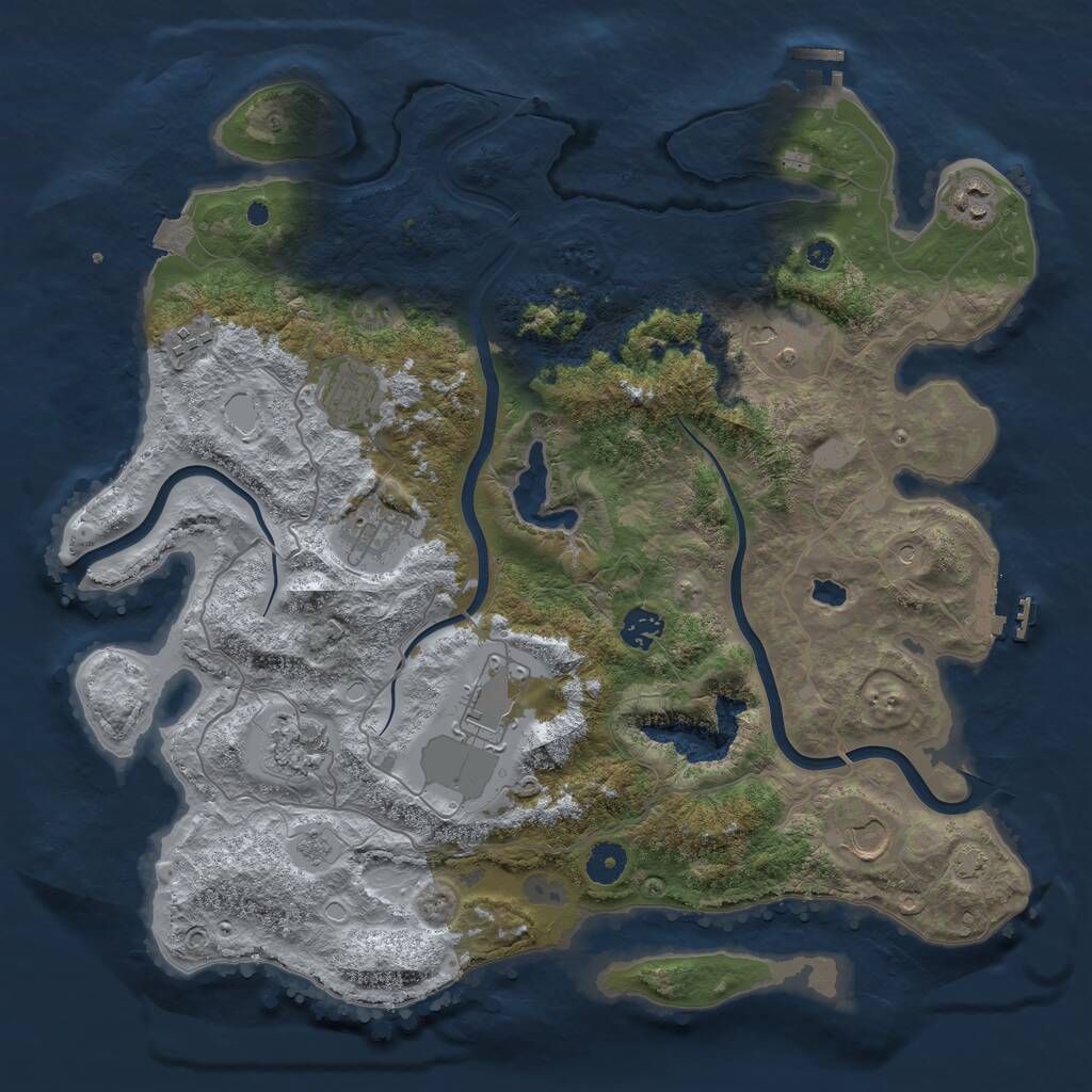 Rust Map: Procedural Map, Size: 4000, Seed: 1336086505, 15 Monuments