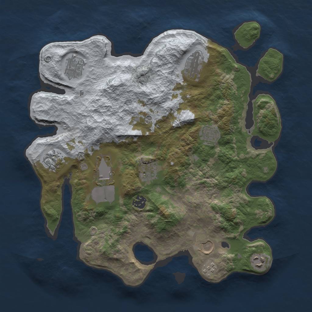 Rust Map: Barren, Size: 3500, Seed: 1239122813, 13 Monuments