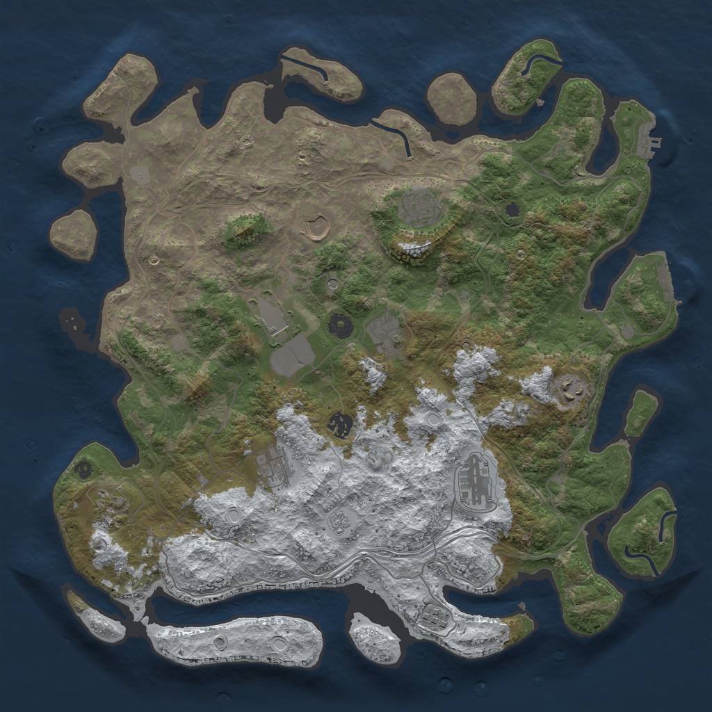Rust Map: Procedural Map, Size: 4250, Seed: 444622407, 19 Monuments