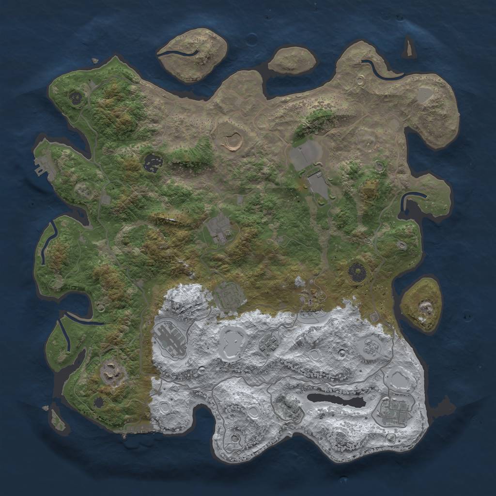 Rust Map: Procedural Map, Size: 4000, Seed: 158023364, 19 Monuments