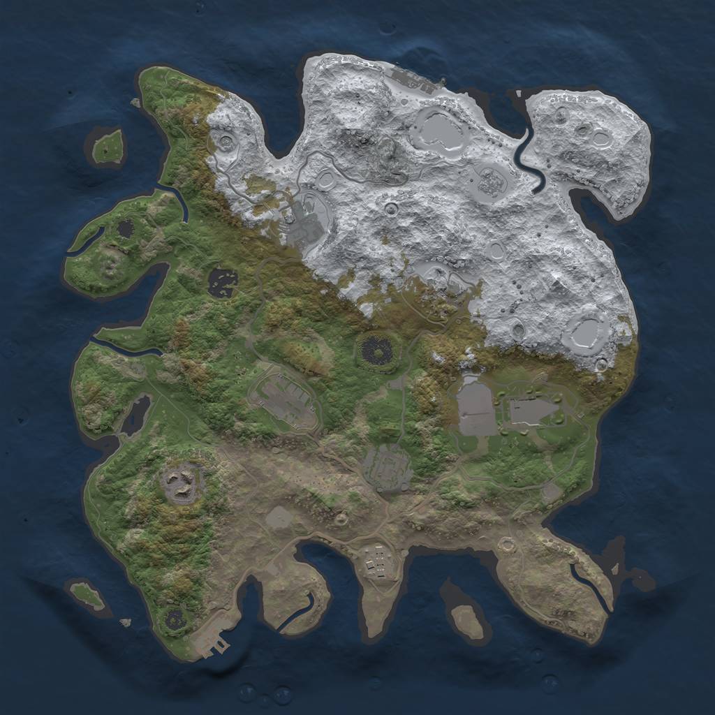 Rust Map: Procedural Map, Size: 3500, Seed: 1496254688, 17 Monuments