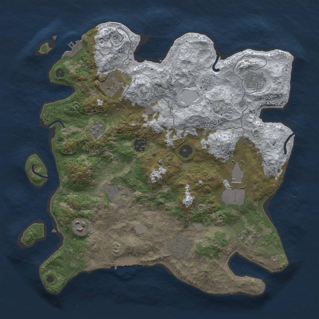 Rust Map: Procedural Map, Size: 3700, Seed: 1123676918, 18 Monuments