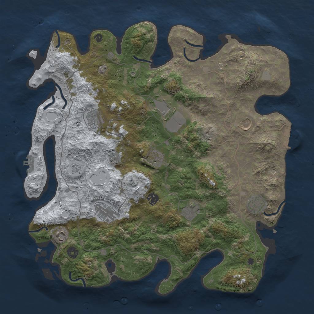 Rust Map: Procedural Map, Size: 4000, Seed: 384, 19 Monuments