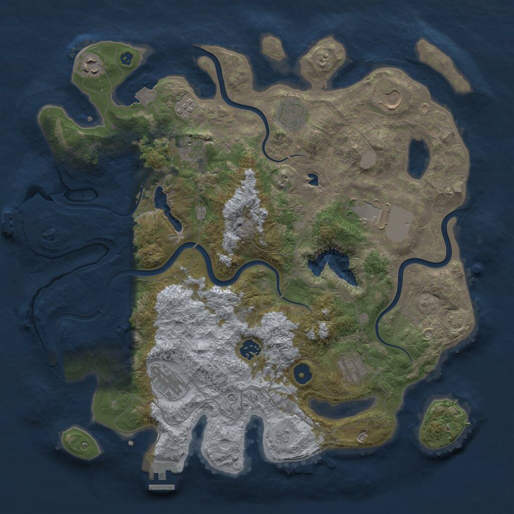 Rust Map: Procedural Map, Size: 4050, Seed: 977088387, 15 Monuments