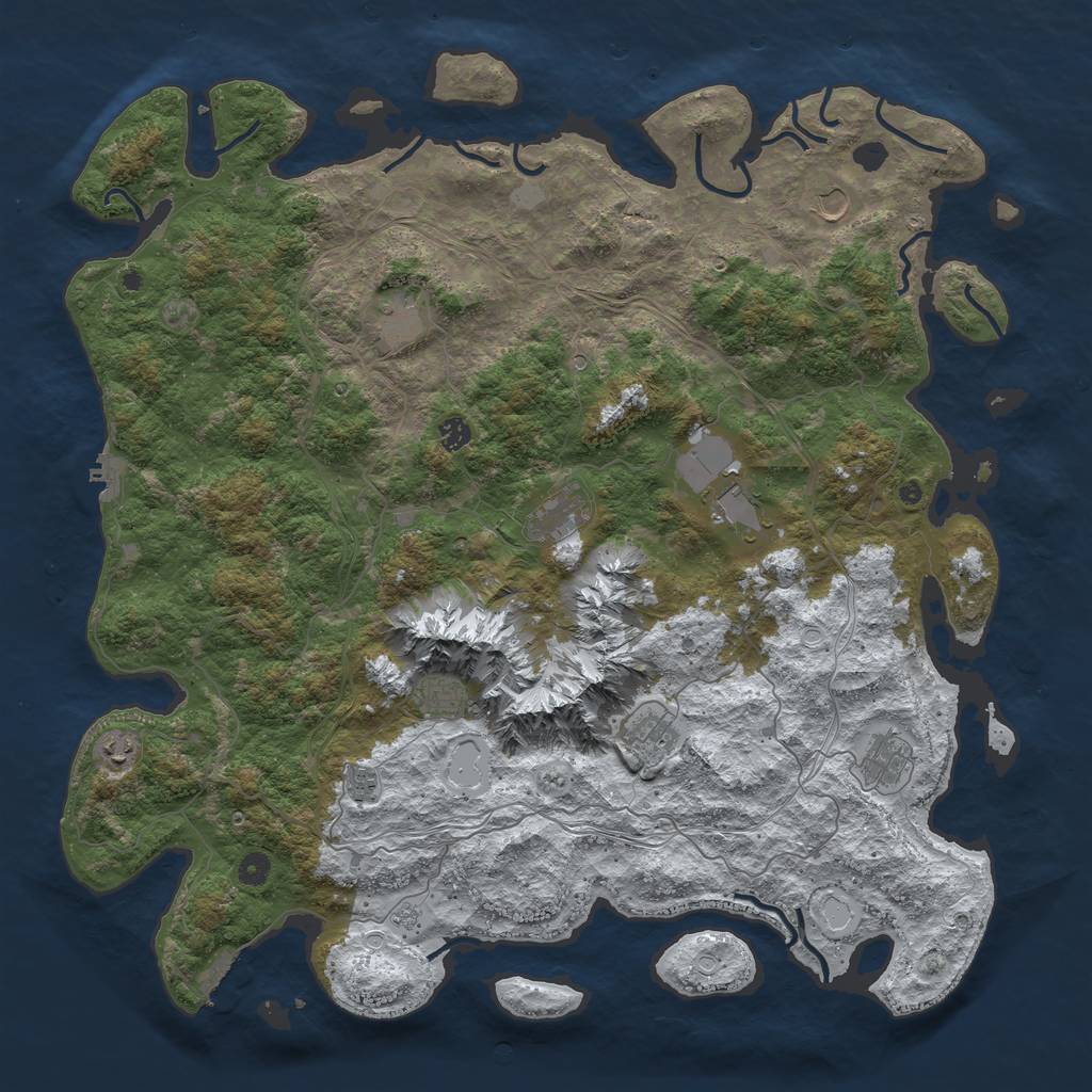 Rust Map: Procedural Map, Size: 5000, Seed: 44324235, 19 Monuments