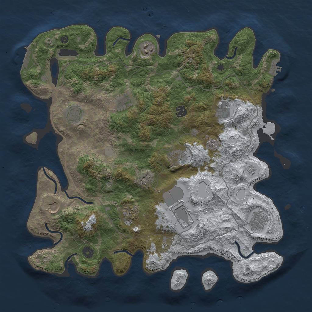 Rust Map: Procedural Map, Size: 4000, Seed: 97330047, 20 Monuments