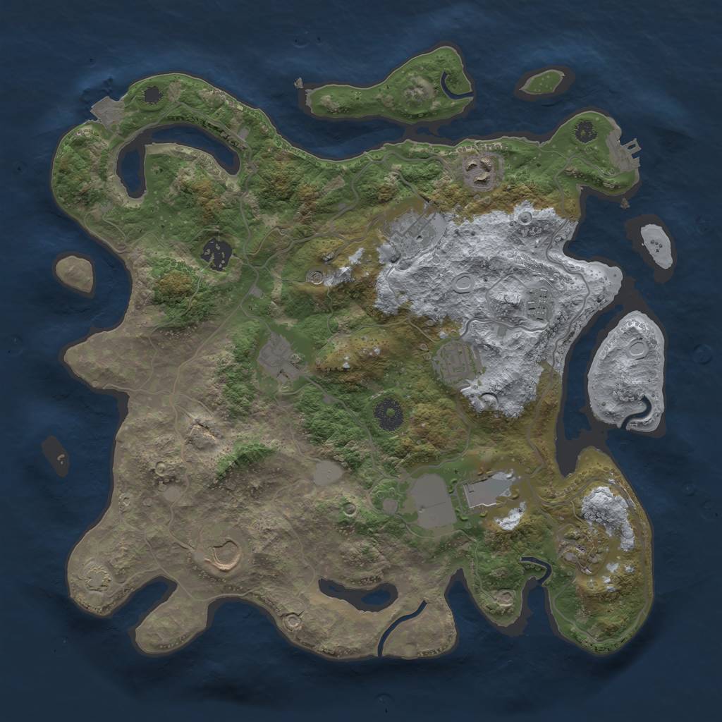 Rust Map: Procedural Map, Size: 3550, Seed: 1833798664, 15 Monuments