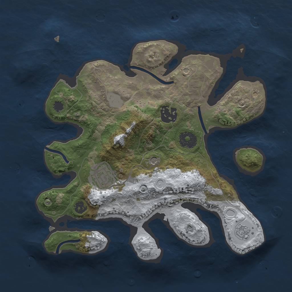 Rust Map: Procedural Map, Size: 2500, Seed: 464394737, 9 Monuments