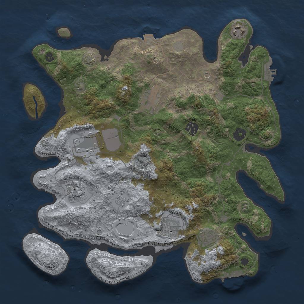 Rust Map: Procedural Map, Size: 3500, Seed: 1901706224, 15 Monuments
