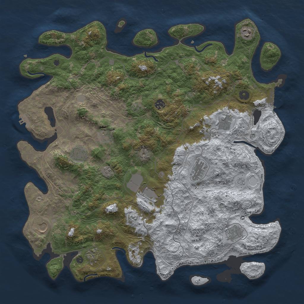 Rust Map: Procedural Map, Size: 4500, Seed: 152486394, 20 Monuments