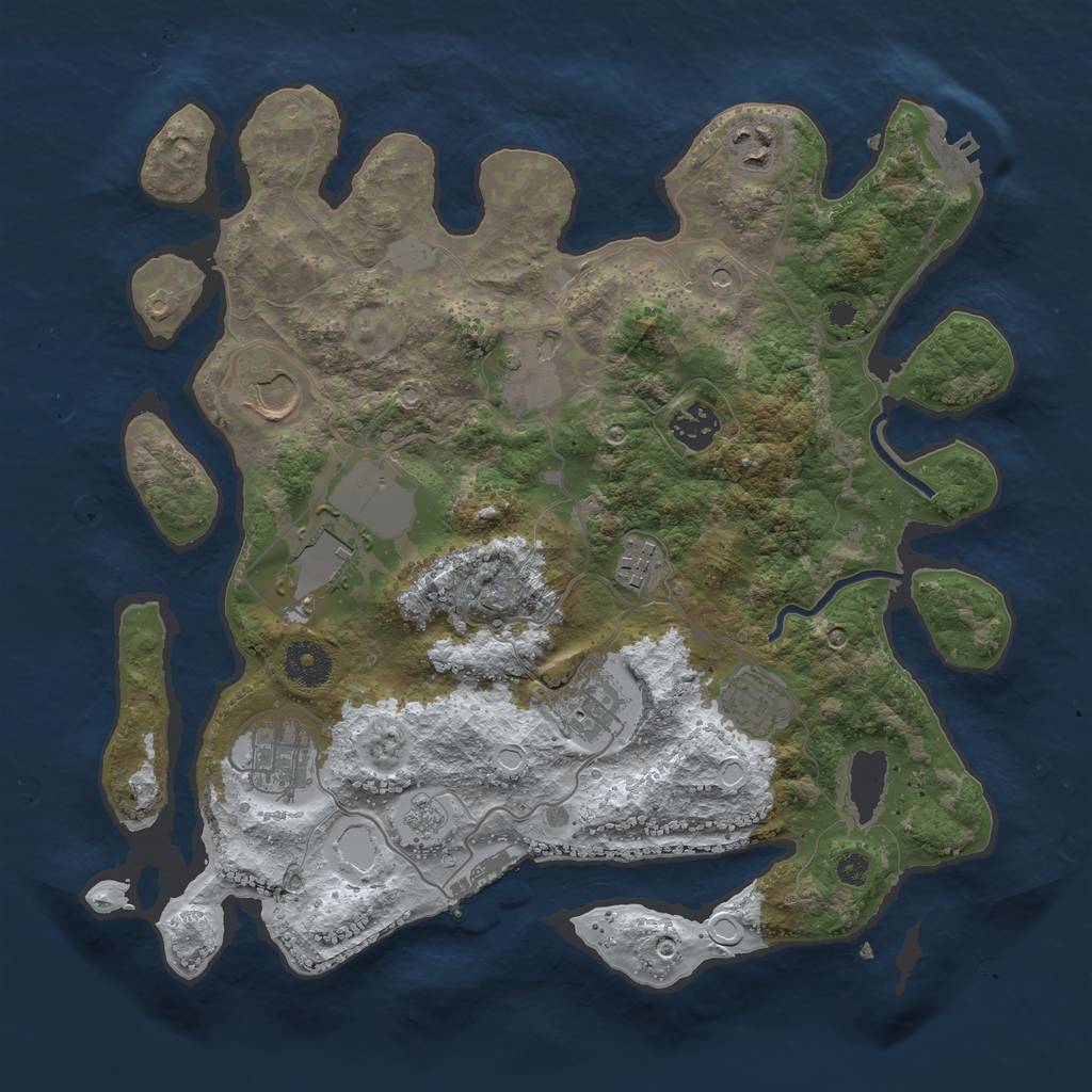 Rust Map: Procedural Map, Size: 3500, Seed: 100814325, 18 Monuments
